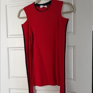 Bailey 44 Red Ribbed Sweater with Black Trim